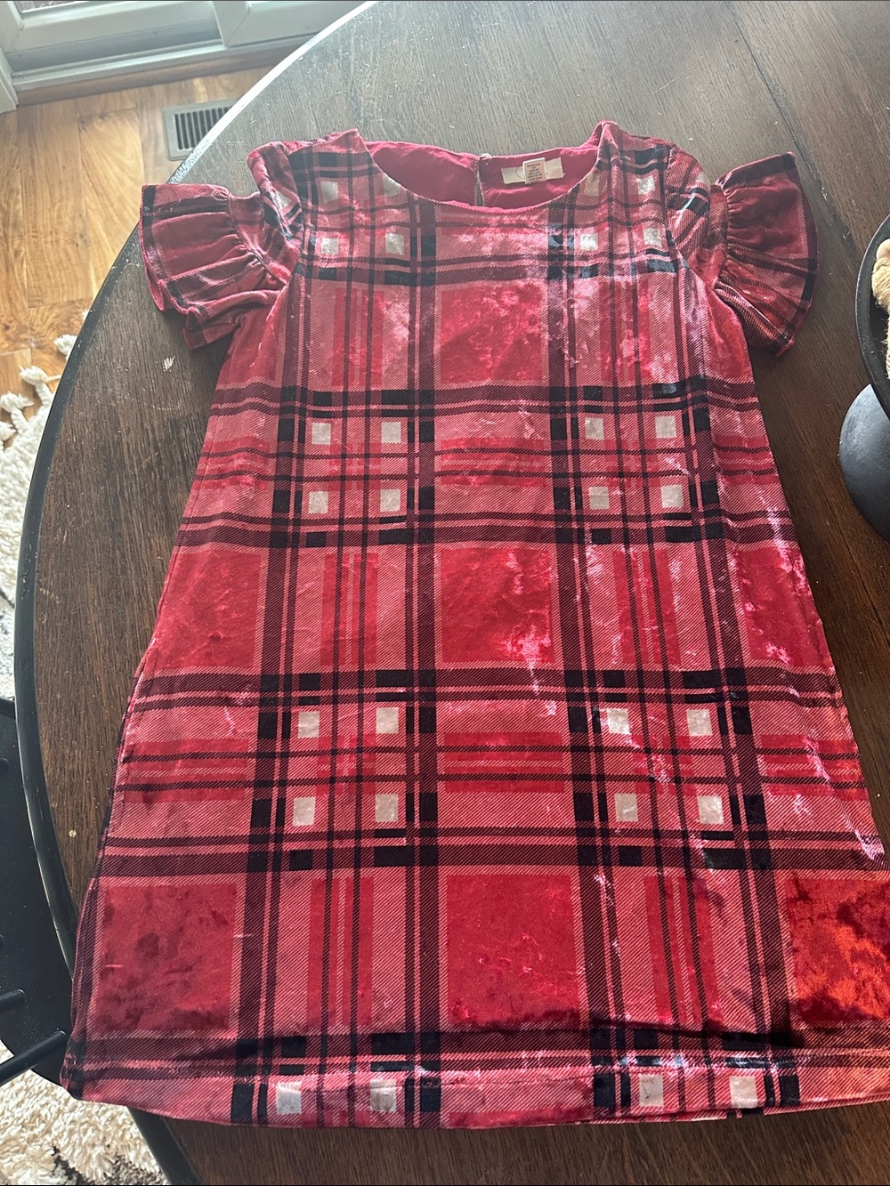Peek Red Plaid Velvet Party Dress